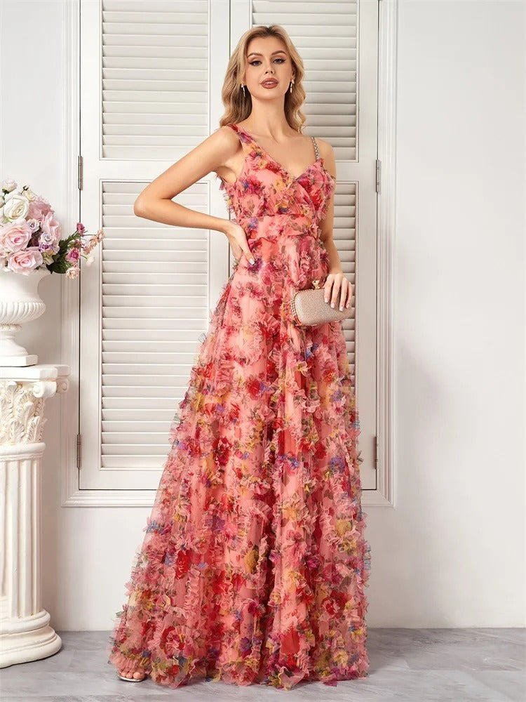 V-Neck Evening Dress - N054