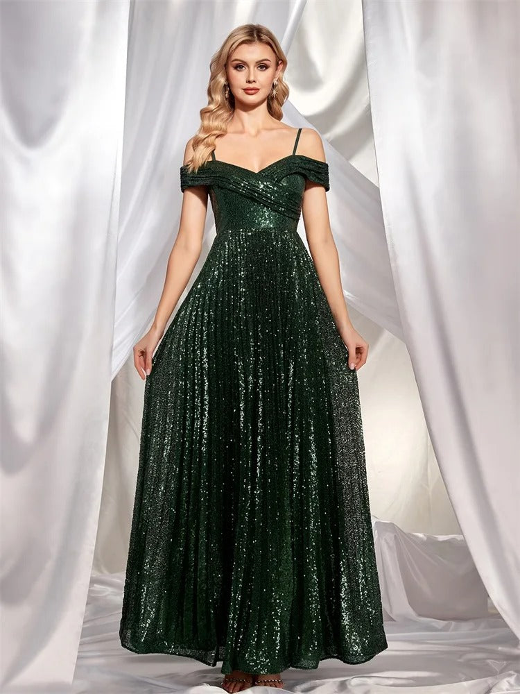 Elegant Green Sequin Dress - N055