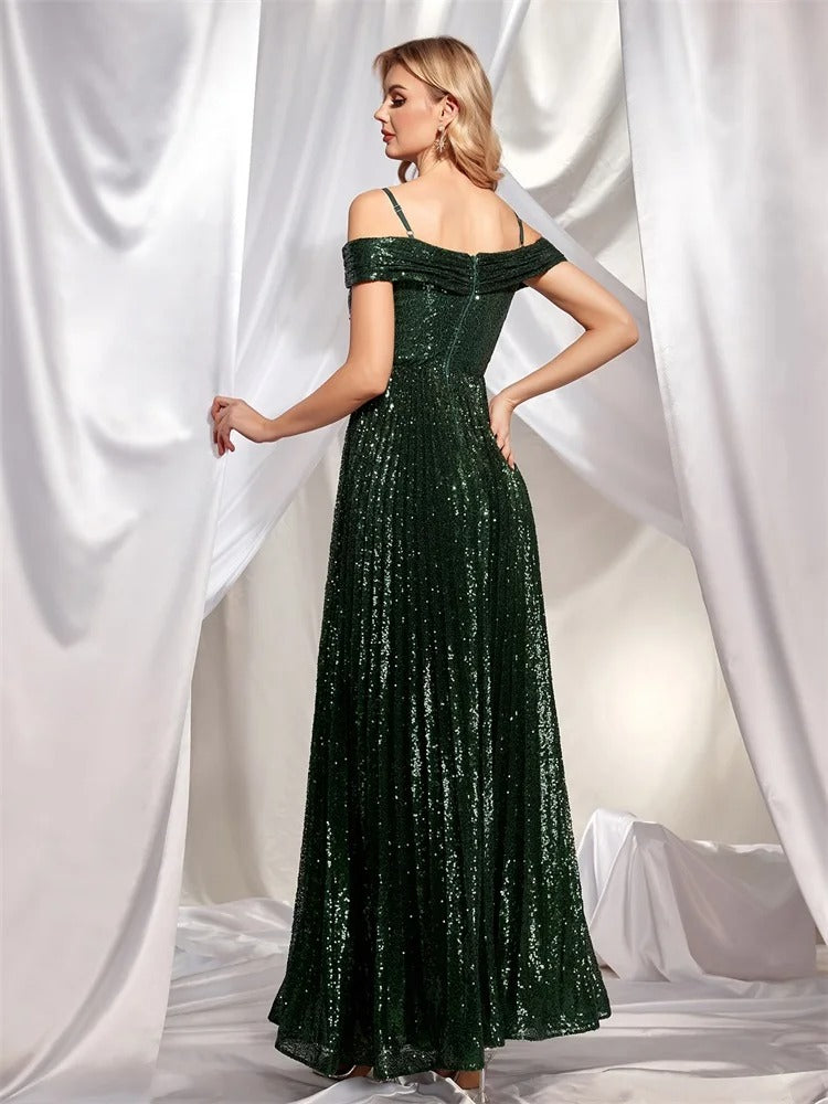 Elegant Green Sequin Dress - N055