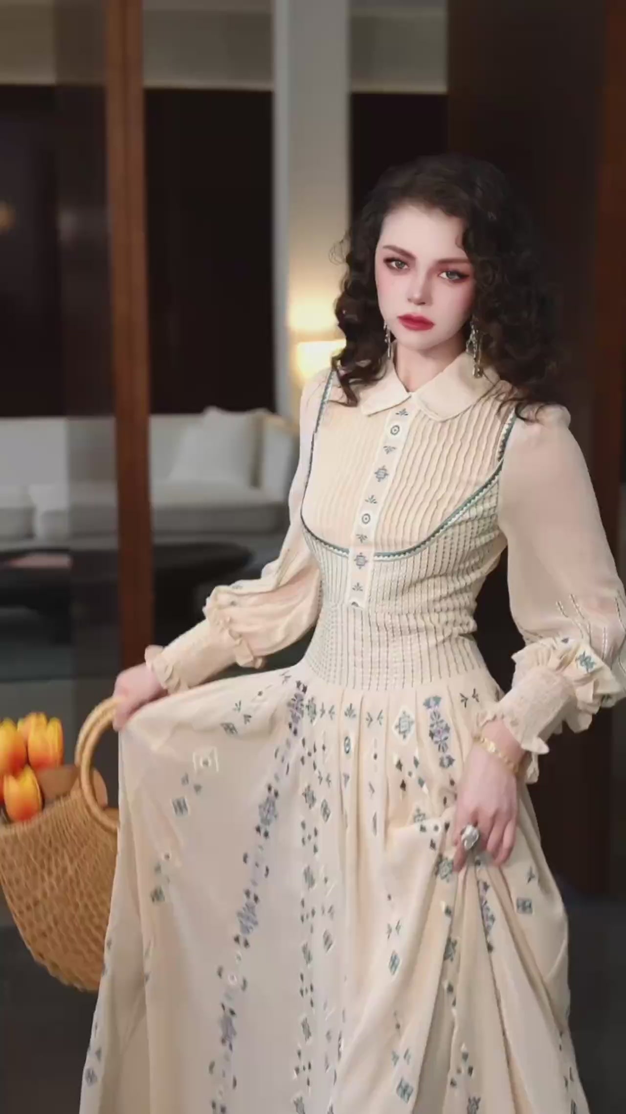 Flower Embroidery Dress - N114 – NINADIOR